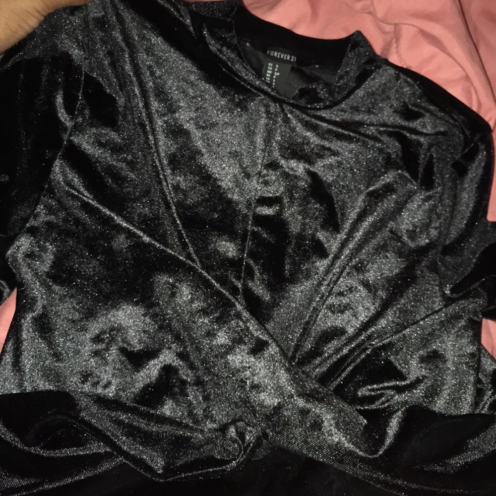 Velvet Long sleeve Crop Top